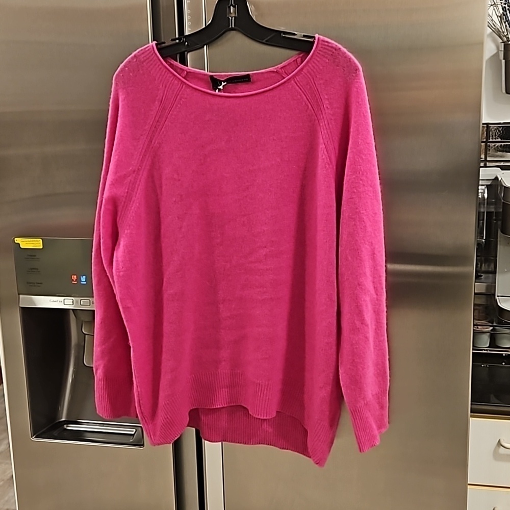 💕360 CASHMERE💕 Jessa Boatneck Cardigan ~ Dark Pink 100% Cashmere Large L NWT